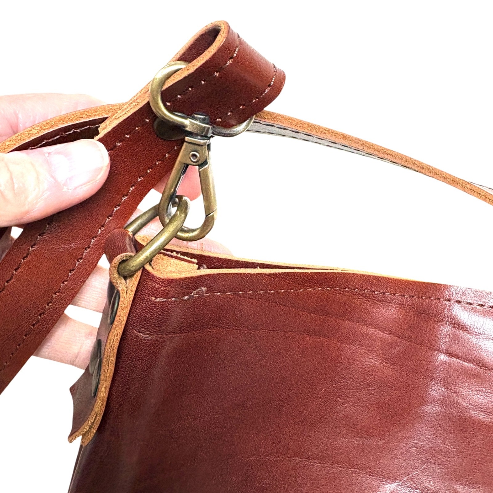 bag handmade leather large rectangle crossbody un… - image 6