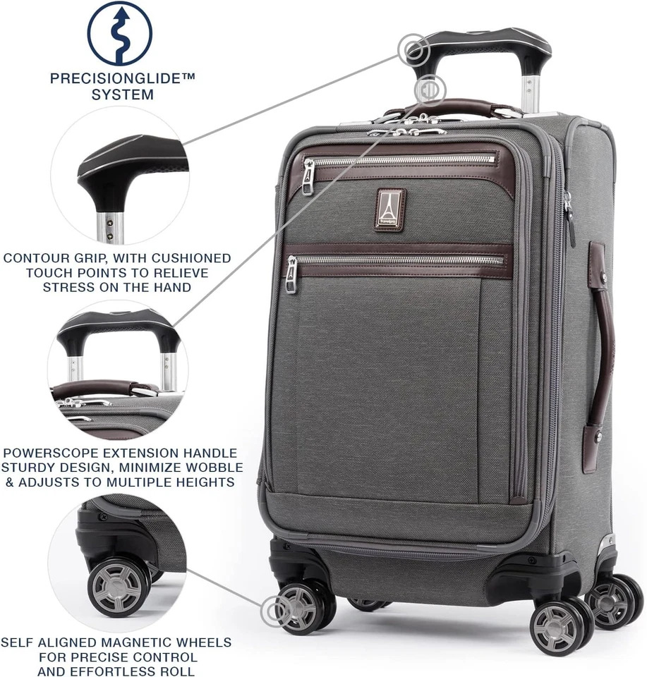 Travelpro Platinum Elite Softside 21" Expandable Carry on Spinner - Vintage Grey - Image 3 of 4