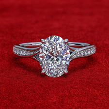 Diamond Gold Ring For Wedding Lab Grown Oval 1.5 Carat IGI Certified 18k White
