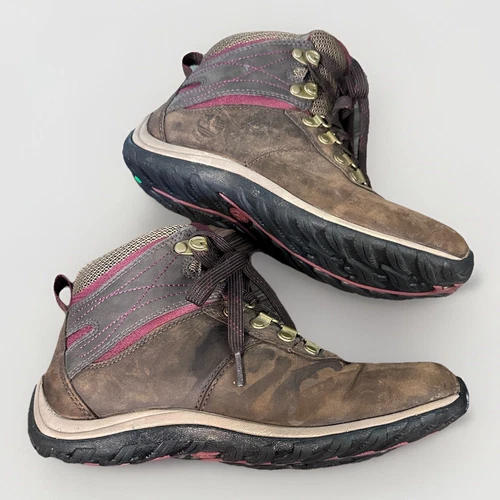 Timberland Norwood 9505A stivali da trekking stringati in pelle marrone da donna taglia 7