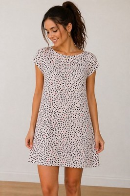 & Other Stories Paris Atelier Dress Women Black White Print Mini Shift Zip Back
