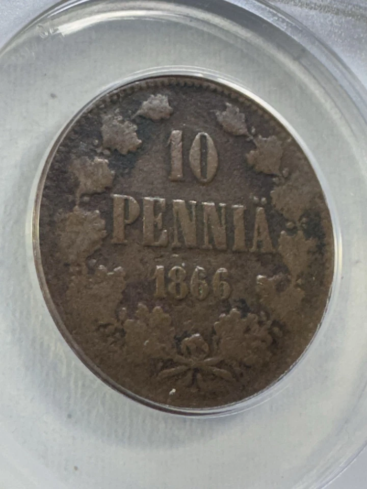 1866 Finland 10 Pennia Graded G 4 by ANACS - Image 2 of 4