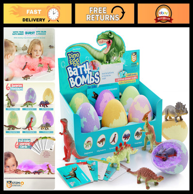 Dino Egg Bath Bombs for Kids - Surprise Inside! Fun Fizzy Bath Toys for Ages 6-8