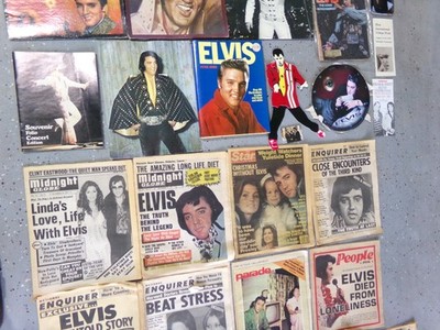 ELVIS PRESLEY LOT,70's Enquirers-Star-ALBUMS,CD,PUZZLE,USPS Stamps,Book,People M