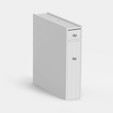Slim Bathroom Storage Unit White Compact Freestanding Cabinet Cupboard