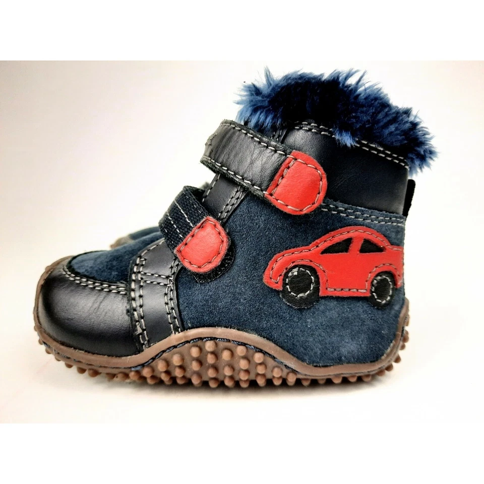 Geox Infantil Bebé Niños Botas de Invierno EE. UU. 4 EUR 19 Azul Marino Gamuza Cuero Coche Piel Foto 3 de 4