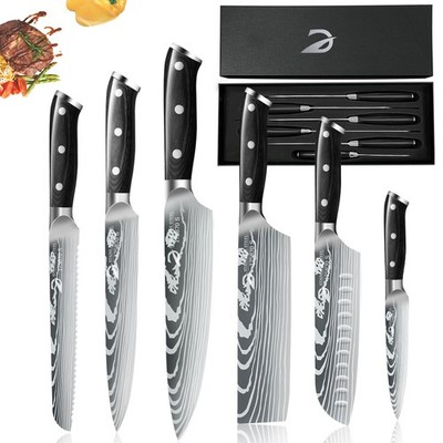 6-teilig Küchenmesser Set Carbon Edelstahl Ultra Scharfes Messerset Chefmesser