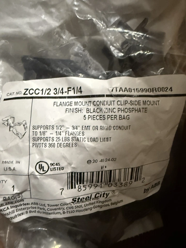 Clips de conducto de montaje con brida Superstrut de 3 bolsas - 15 en total | Steel City | Pivote 360 ° Foto 3 de 4