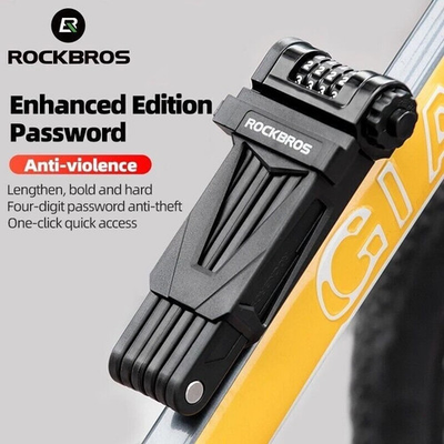 #ad ROCKBROS Bike Folding Lock Four Digit Password Alloy Steel Anti Theft Lock $38.69