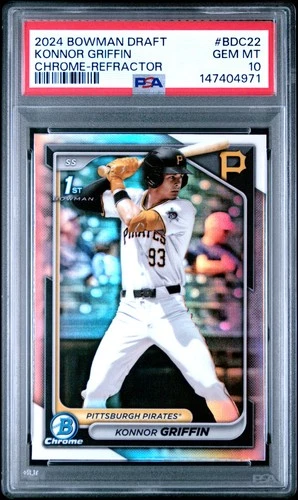 4971 Konnor Griffin 2024 Bowman Draft #BDC-22 Refractor Chrome 1st RC PSA 10