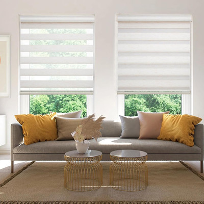 Cordless Zebra Shades for Windows, Dual Layer Light Filtering, 33.5'' W×72'' H