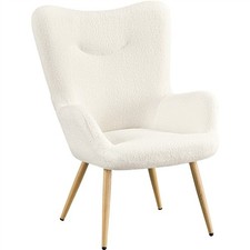 Boucle Fabric Tub Chair, Modern Accent Chair with Metal Legs for Living Room