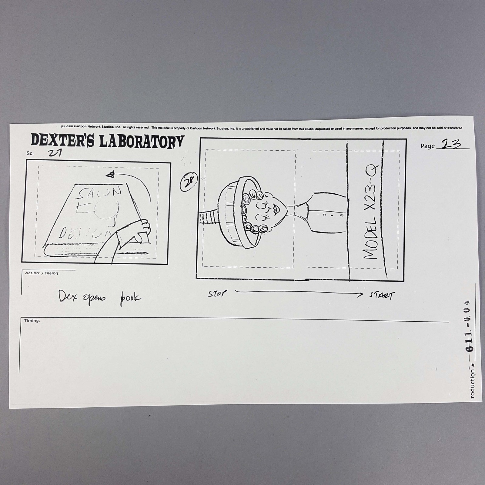 Dexter's Laboratory Storyboard Dee Dee Opens Salon Design Book, Cartoon COA