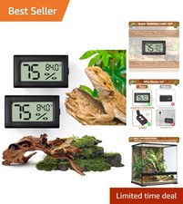 Digital Hygrometer  Thermometer for Reptile Tanks - 2PCS Adhesive Easy Setup