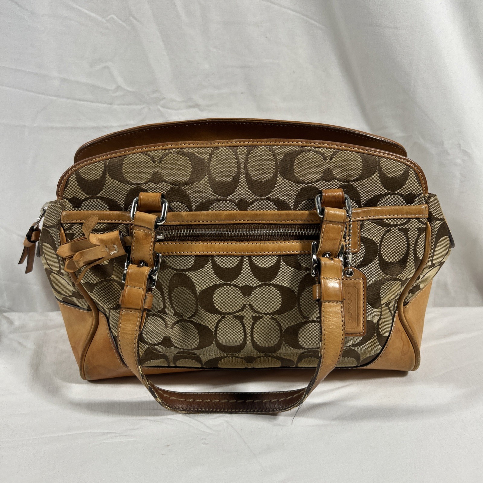 Coach Signature C Monogram Canvas Leather Satchel Han… - Gem