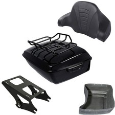 Black King Trunk with Backrest for Touring Street Electra Glide 2014-2025