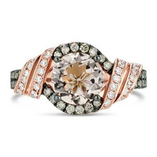 Le Vian 14K Rose Gold Morganite White/Chocolate Diamond Fashion Ring - Size 7