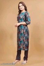 Indian Readymad Cotton Kurta Kurtis Pant Set for Women's Party Festive Outfit Gi