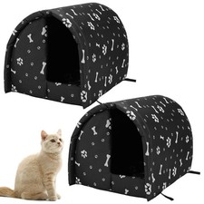 2Pcs Black Cat Houses for Outdoor Medium Stray Cats Shelter Weatherproof Outd...