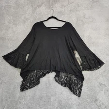 NEW Shyanne TunicWomens XL Country Glam Crochet Trim Assymetric Wrap Back Witchy