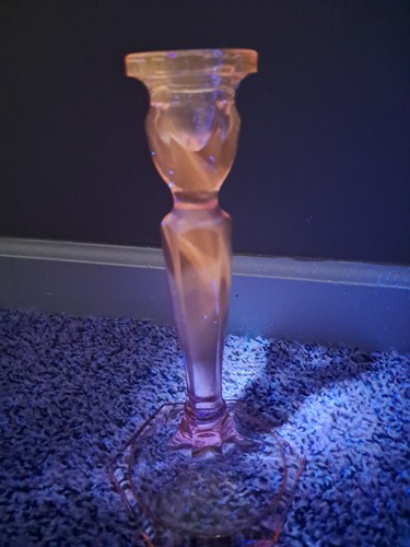Kerzenständer rosa Glas Vintage - Bild 3 von 6