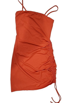 H&M Divided Women s Spaghetti Straps Orange Bodycon Mini Dress Size Small