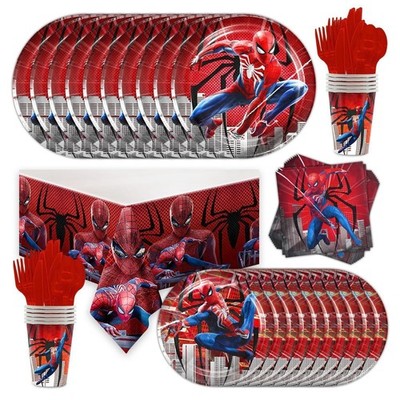 81 pcs Spider-Man birthday party supplies 10 guests.