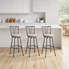 Azalea Park 3- Pack Adjustable Black Metal Swivel Barstool