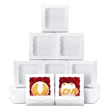 40pcs Cookie Boxes 4x4x2 Inch Bakery Boxes with Window Dessert Treat Box Choc...