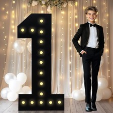 4FT Marquee Light Up Numbers 1, Easy to Assemble Black Marquee Number Big Mosa