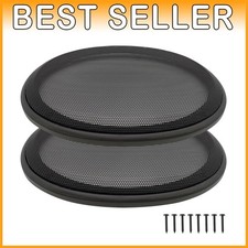 Black Speaker Grill Covers - 6x9 Car Subwoofer Guard 2Pcs 