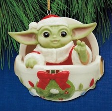 Lenox Star Wars GROGU in Hover Pram Ornament Porcelain Christmas NIB 2 Lots