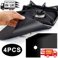 4PC Gas Stove Protector Burner Cover Reusable Non-Stick Cooker Hob Liner Pads