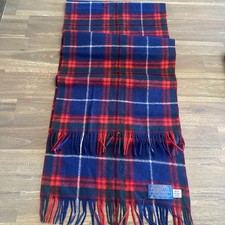 Vintage Pendleton 100 Virgin Wool Plaid Scarf Red Blue Green Fringe Made in USA