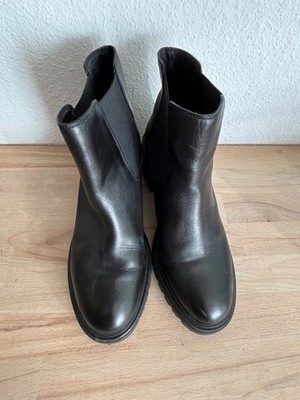GEOX Leder Stiefel Boots Chelsea Slip-On Profilsohle Schwarz  Gr. 40  gepflegt