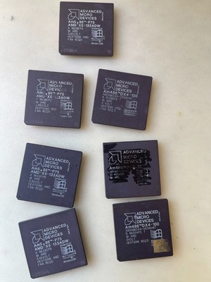 Lot of 7 Vintage AMD 486 CPUs Am5x86-P75 Am486 DX4-100 Bent Pins Untested