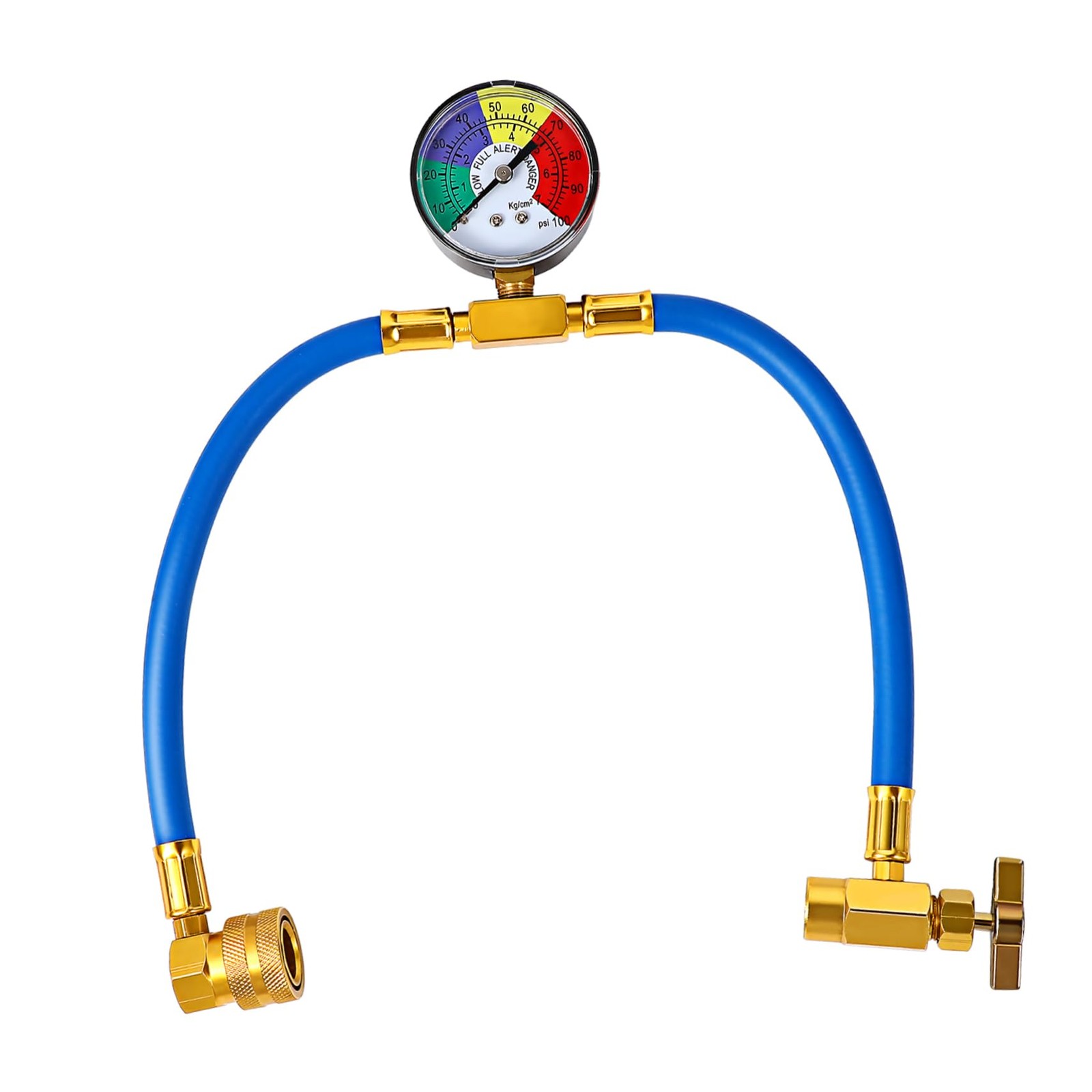 R134A Refrigerant Charge Hose Kit with Gauge and Can Tap for AC Recharging