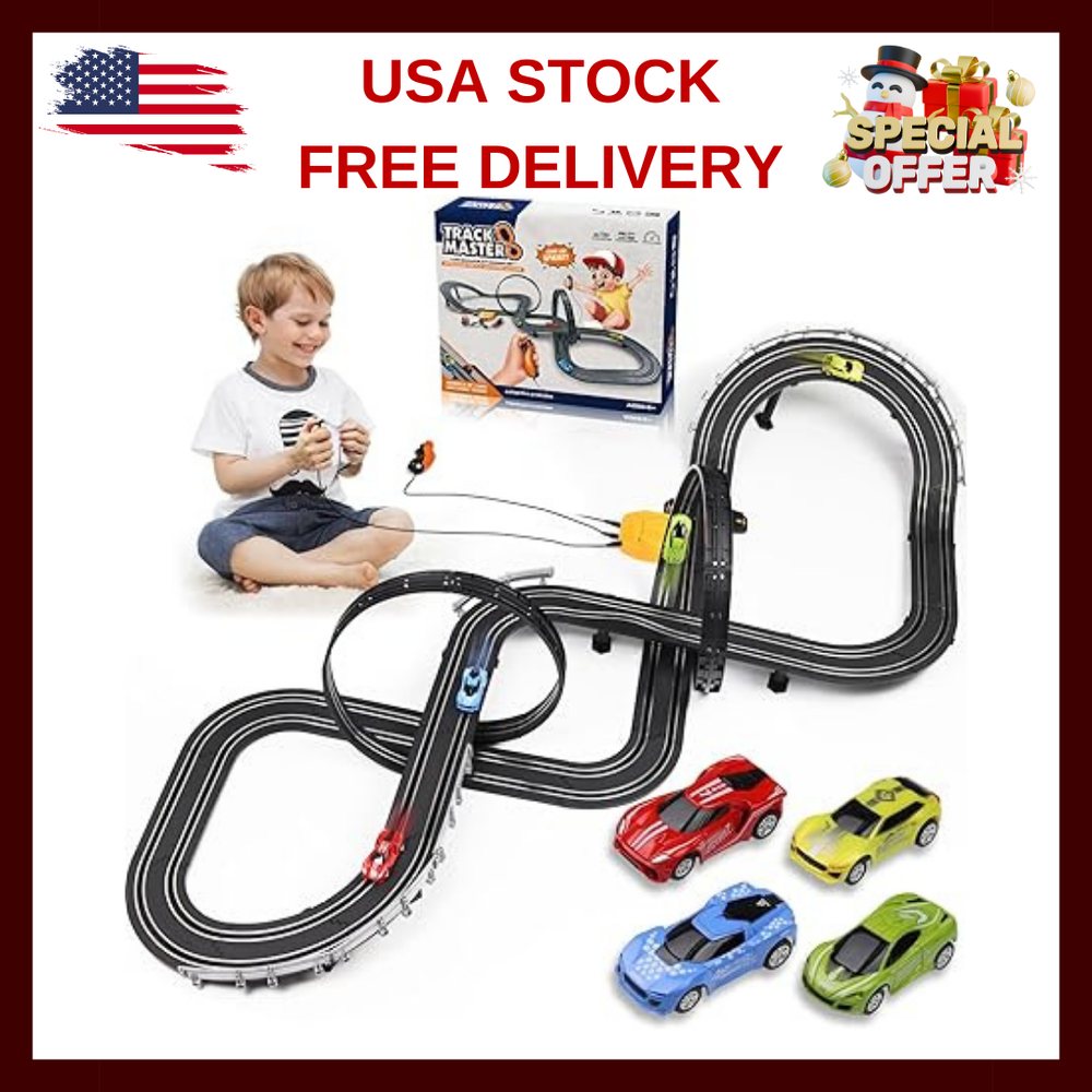Slot Car Race Track Set Electric Powered Race Track Dual Racing Car Track Set