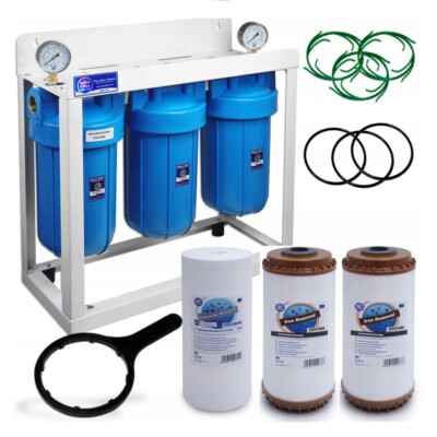3 Stufen BB 10'' Ganzes Haus High Flow Wasserfilter Reiniger und Eisenentfernung 1''
