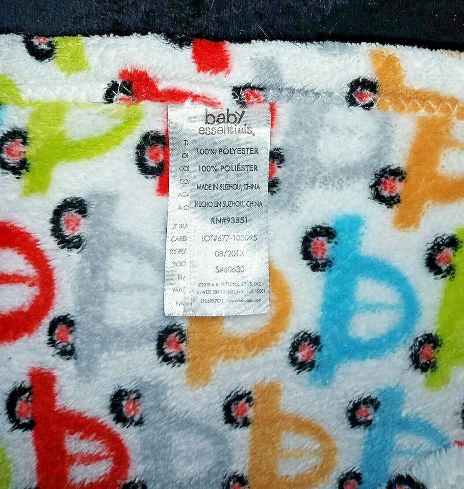 Baby Essentials Boy CAR Fleece Security Blanket Lovey White SOFT Vehicles Plush - Image 3 of 3