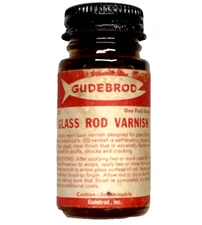 Gudebrod #222 Glass Rod Varnish One Fluid Ounce Plastic Resin Base Self Leveling