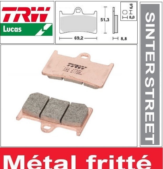 Plaquettes TRW MCB611SV frittées au mordant thermique pour Yamaha FZ8R