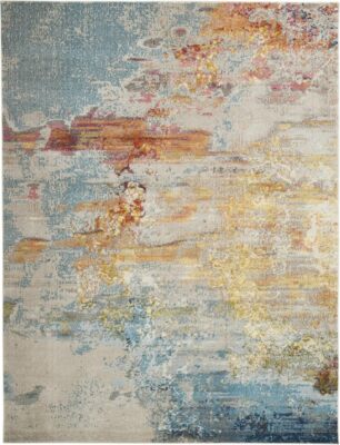 2.4m X 3.4m Blau Und Grau Abstrakt Power Webstuhl Bereich Teppich