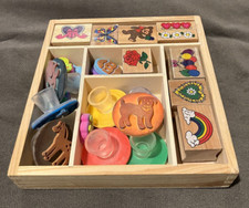 Melissa  Doug Wooden Art Stamp Set ink pad NOT included  BONUS Stamps