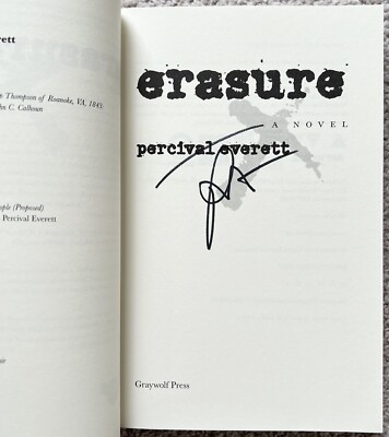 Percival Everett Signed In Person ERASURE Paperback Book - RARE, Authentic