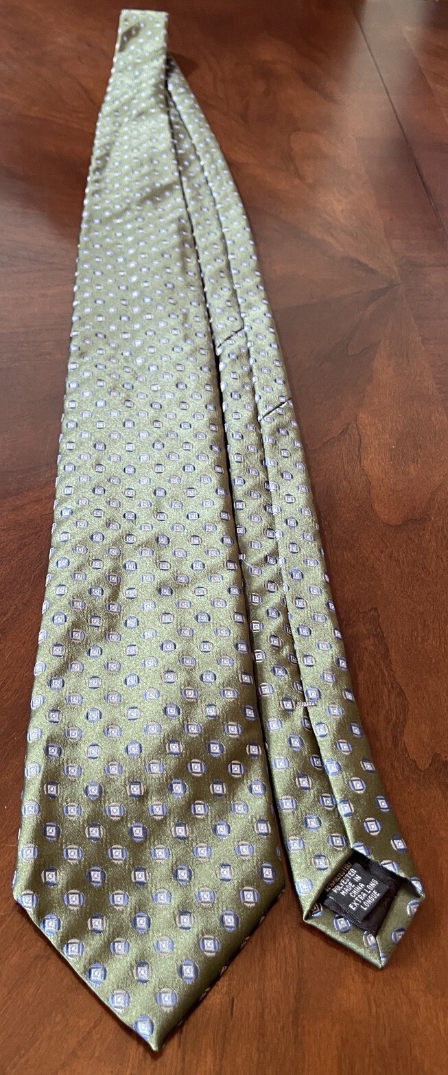 Geoffrey Beene Green Blue 68% Silk 32% Polyester Made In China Extra Long