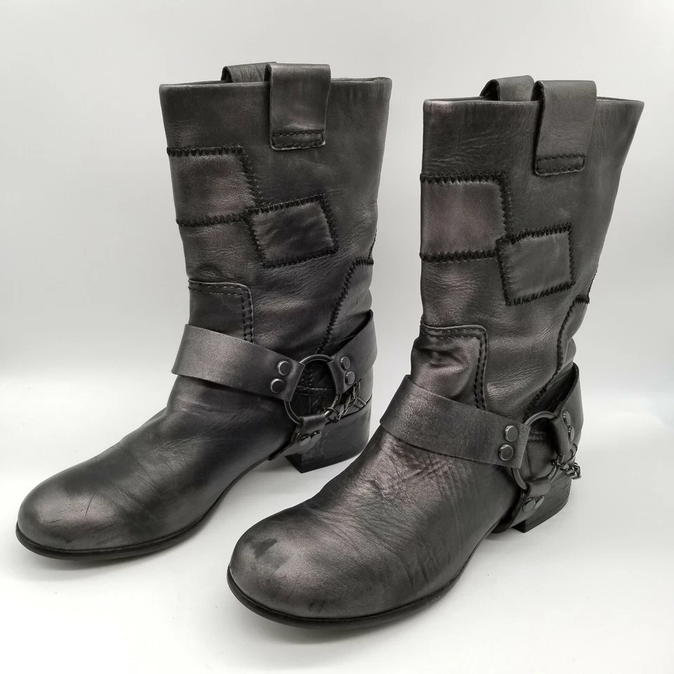 Botas de montar con arnés negro a media pantorrilla punta redonda oro rosa para mujer 38,5 EE. UU. 8 Foto 3 de 4