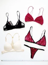 NEW SAMPLE LOT 5 pc Bras Bralettes Thong Intimates Wireless Lacey Padded