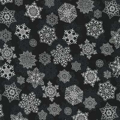 Holiday Flourish-Snow Flower-Onyx-Robert Kaufman-BTY