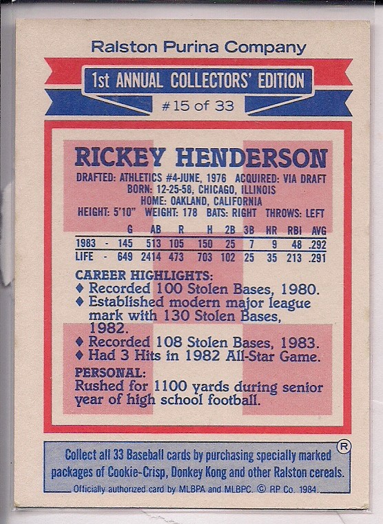 1984 Ralston Purina 1st Annual Collectors' Edition Rickey